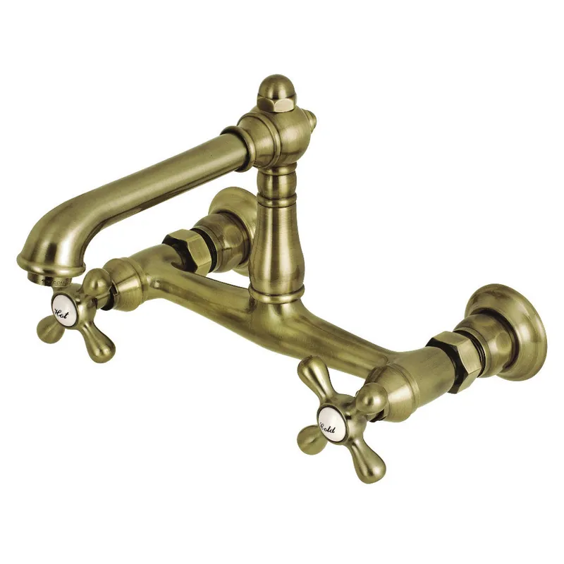 Kingston Brass KS7243AX 8-Inch Center Wall Mount Bathroom Faucet, Antique Brass Fan Favorite