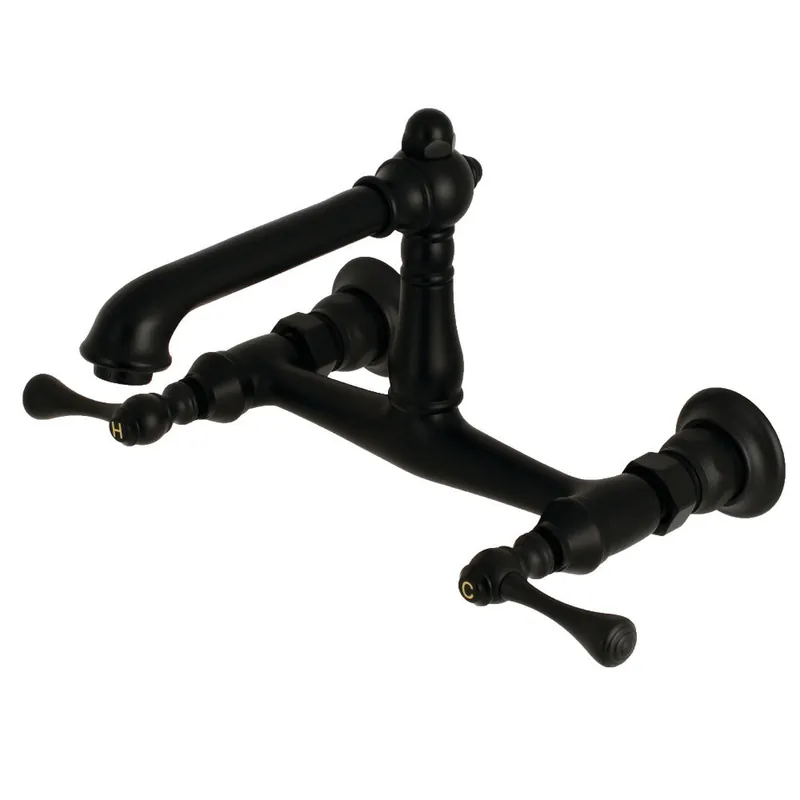 Popular Kingston Brass KS7240BL Wall Mount Bathroom Faucet, Matte Black