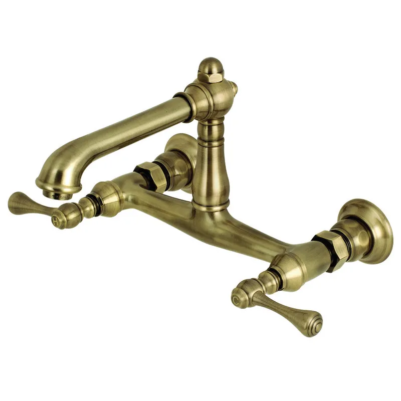 Sale Kingston Brass KS7243BL Wall Mount Bathroom Faucet, Antique Brass