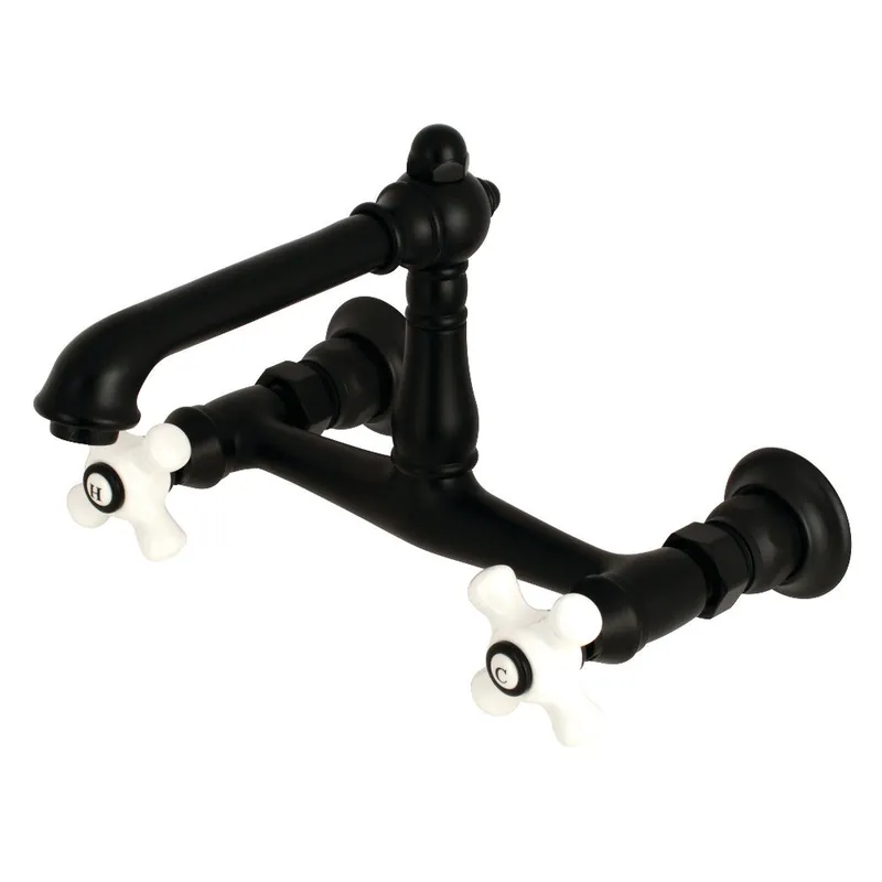 Kingston Brass KS7240PX Wall Mount Bathroom Faucet, Matte Black Limited Offer