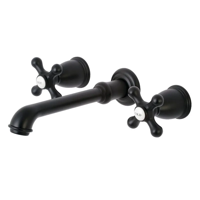 Kingston Brass KS7120AX English Country Two-Handle Wall Mount Bathroom Faucet, Matte Black Express Delivery