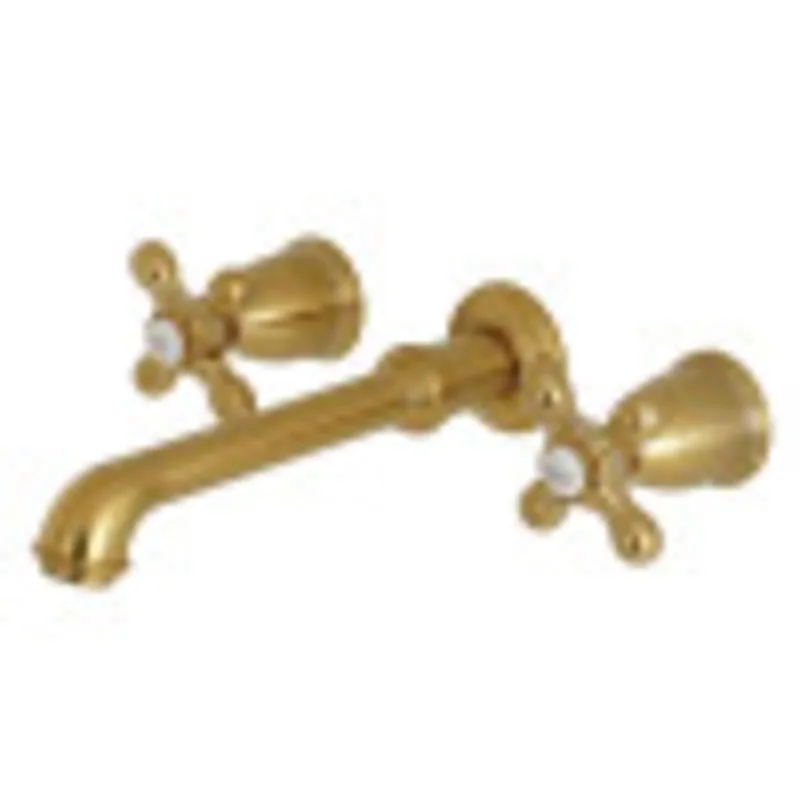 Kingston Brass KS7127AX English Country Two-Handle Wall Mount Bathroom Faucet, Brushed Brass Handmade