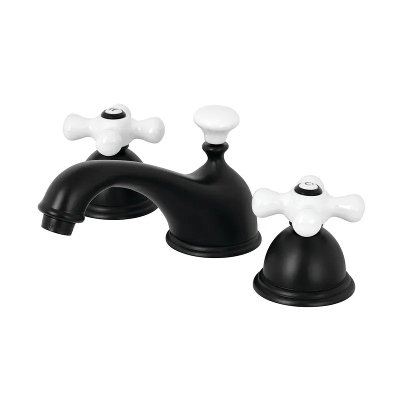 Clearance Kingston Brass KS3960PX 8 in. Widespread Bathroom Faucet, Matte Black