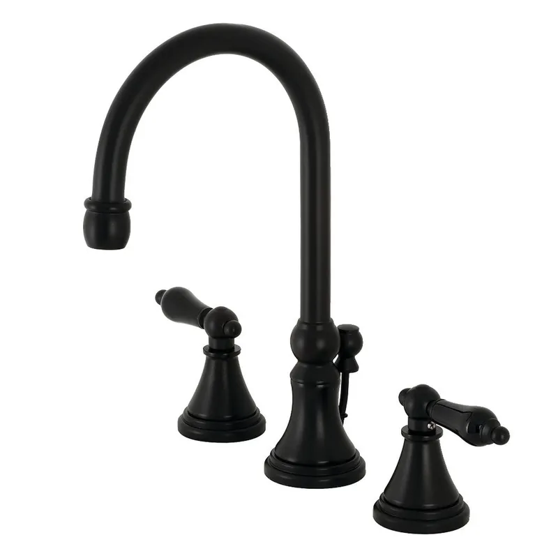 Kingston Brass KS2980PKL Duchess Widespread Bathroom Faucet with Brass Pop-Up, Matte Black Limited Offer