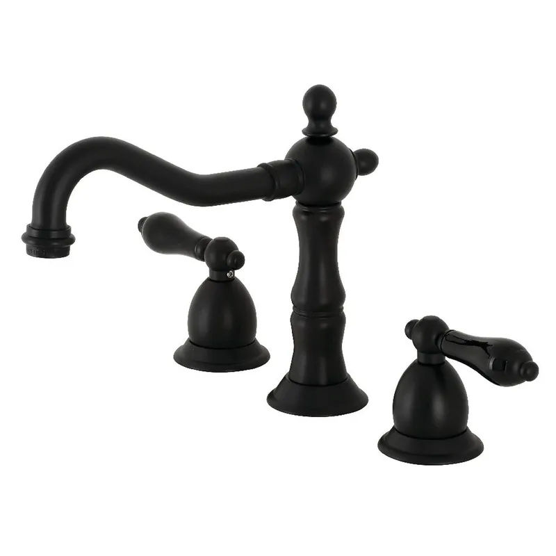 Kingston Brass KS1970PKL Duchess Widespread Bathroom Faucet with Brass Pop-Up, Matte Black One Day Deal