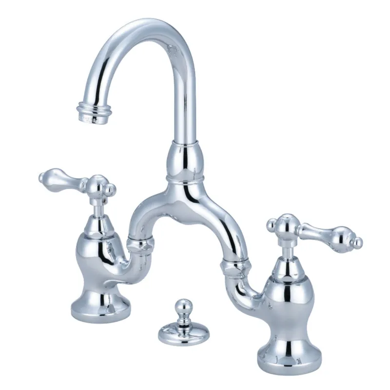 Kingston Brass KS7991AL English Country Bridge Bathroom Faucet with Brass Pop-Up, Polished Chrome Get Yours