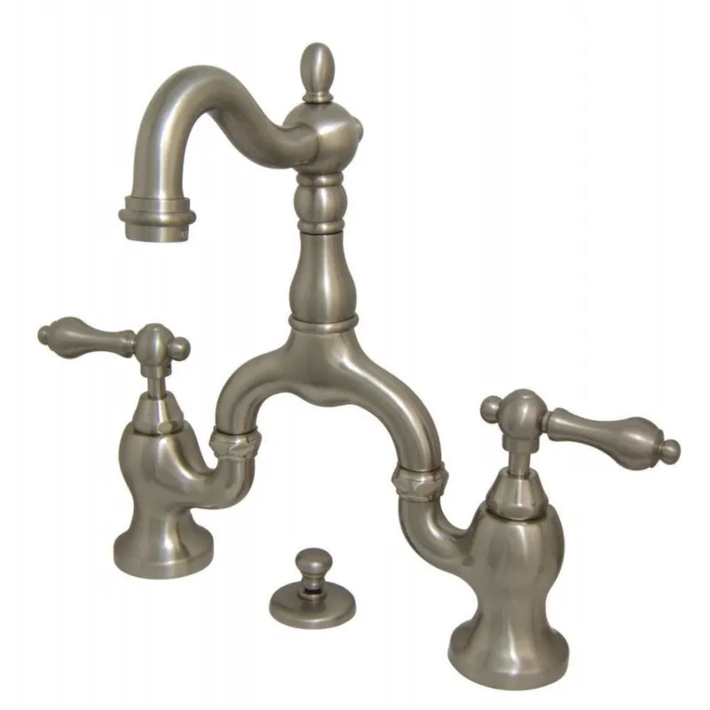 Kingston Brass KS7978AL English Country Bridge Bathroom Faucet with Brass Pop-Up, Brushed Nickel Deal