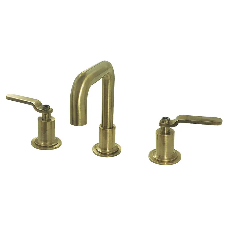Kingston Brass KS142KLAB Whitaker Widespread Bathroom Faucet with Push Pop-Up, Antique Brass Free Shipping