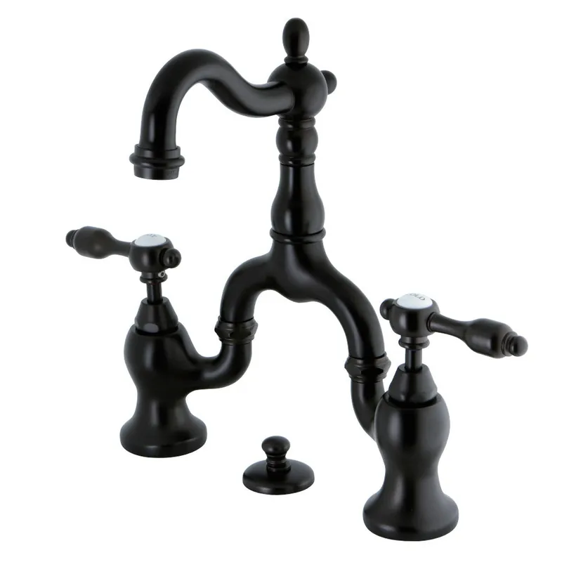 Kingston Brass KS7975TAL Tudor Bridge Bathroom Faucet with Brass Pop-Up, Oil Rubbed Bronze Get Yours