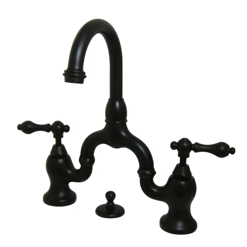 Kingston Brass KS7995AL English Country Bridge Bathroom Faucet with Brass Pop-Up, Oil Rubbed Bronze Price Cut