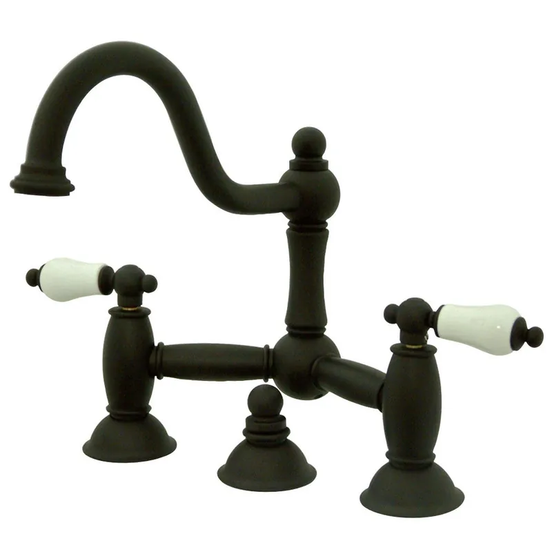 Kingston Brass KS3915PL Restoration Bathroom Bridge Faucet, Oil Rubbed Bronze Bulk Order