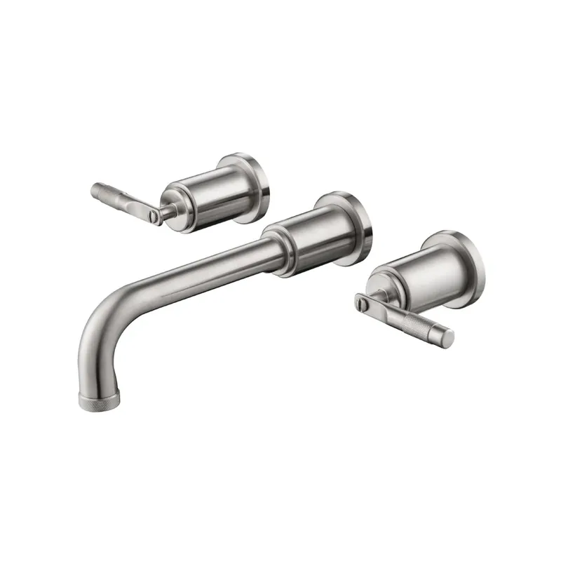 Next Day Delivery Flusso Faucets Serie 250 8" Three-Hole Brushed Nickel PVD Wall-Mounted Bathtub Faucet With 0.50" Rough-In Valve