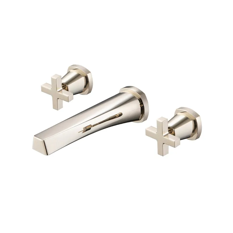 Seasonal Sale Flusso Faucets Serie 240 9" Three-Hole Polished Nickel PVD Wall-Mounted Bathtub Faucet