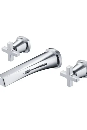 Deal Flusso Faucets Serie 240 9" Three-Hole Chrome Wall-Mounted Bathtub Faucet With 0.50" Rough-In Valve