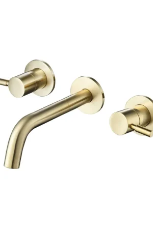 Best Price Flusso Faucets Serie 100 8" Three-Hole Satin Brass PVD Wall-Mounted Bathtub Faucet With 0.50" Rough-In Valve