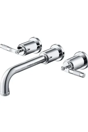 Buy Direct Flusso Faucets Serie 250 8" Three-Hole Chrome Wall-Mounted Bathroom Sink Faucet With 0.50" Rough-In Valve