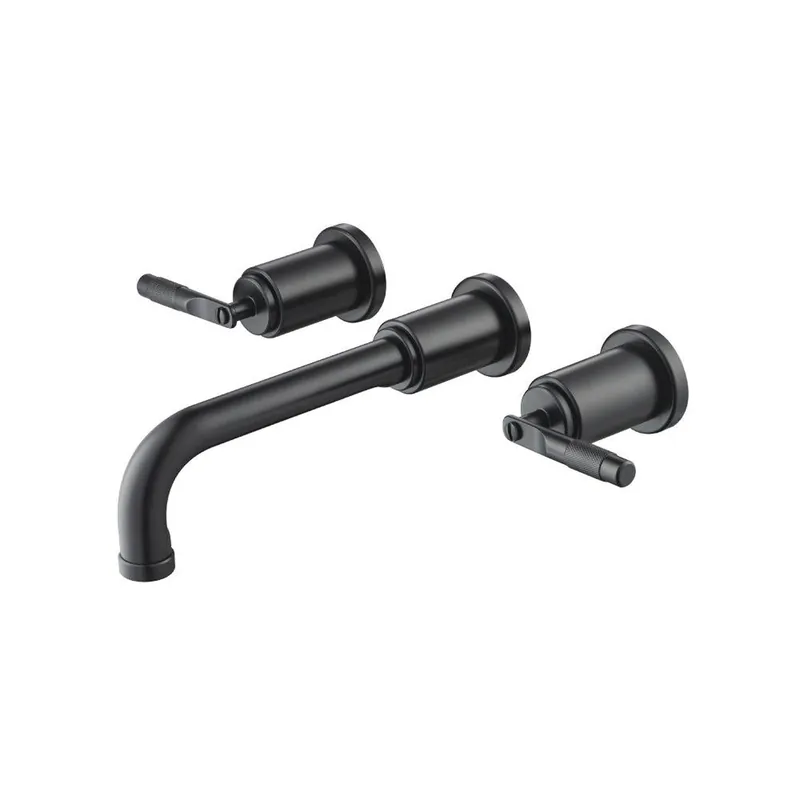 Flusso Faucets Serie 250 8" Three-Hole Matte Black Wall-Mounted Bathroom Sink Faucet With 0.50" Rough-In Valve Warranty Included