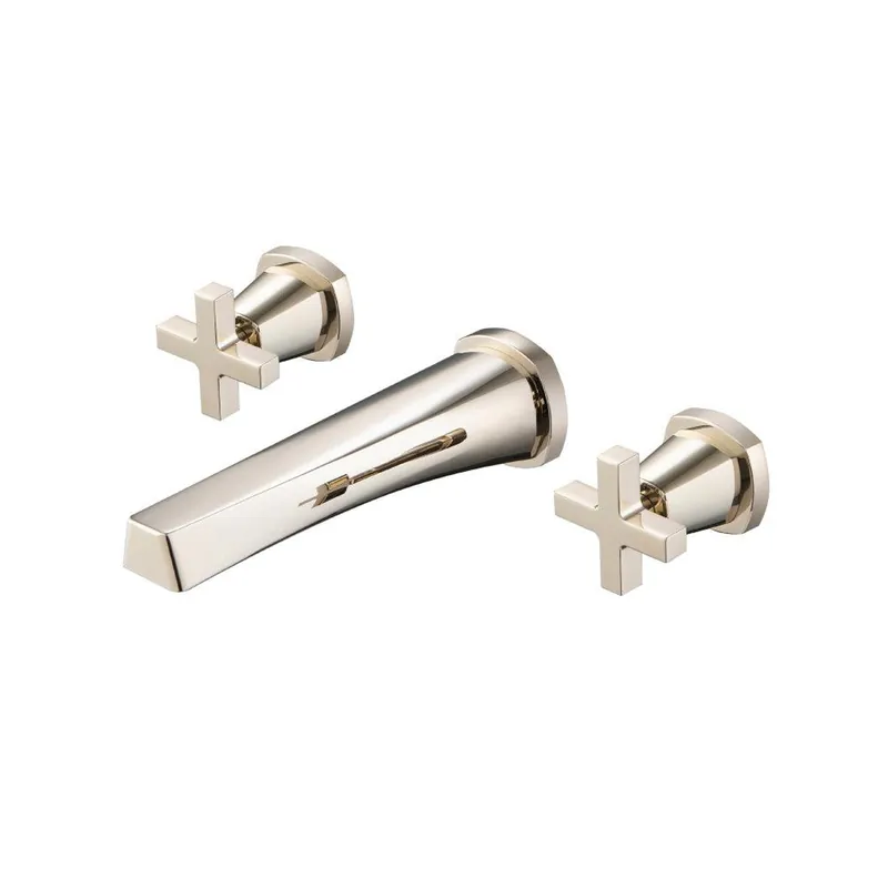 Big Sale Flusso Faucets Serie 240 9" Three-Hole Polished Nickel PVD Wall-Mounted Bathroom Sink Faucet