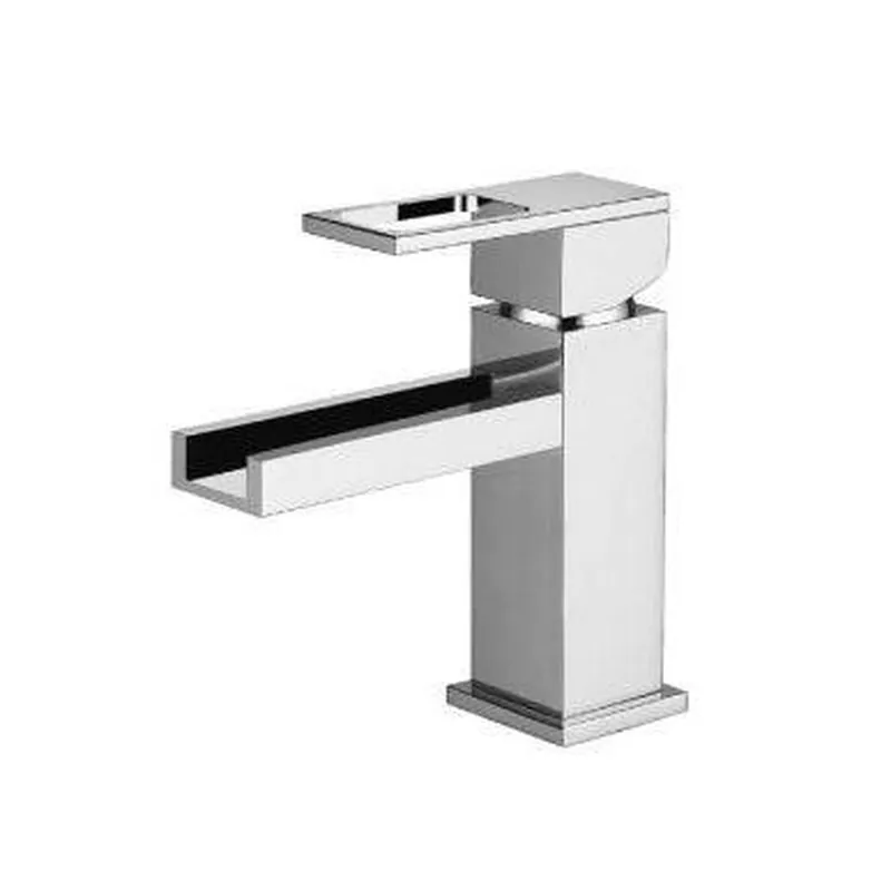 Secure Checkout Flusso Faucets Serie 160 6" Single-Hole Polished Nickel PVD Deck-Mounted Cascade Flow Waterfall Bathroom Sink Faucet With Pop-Up Drain