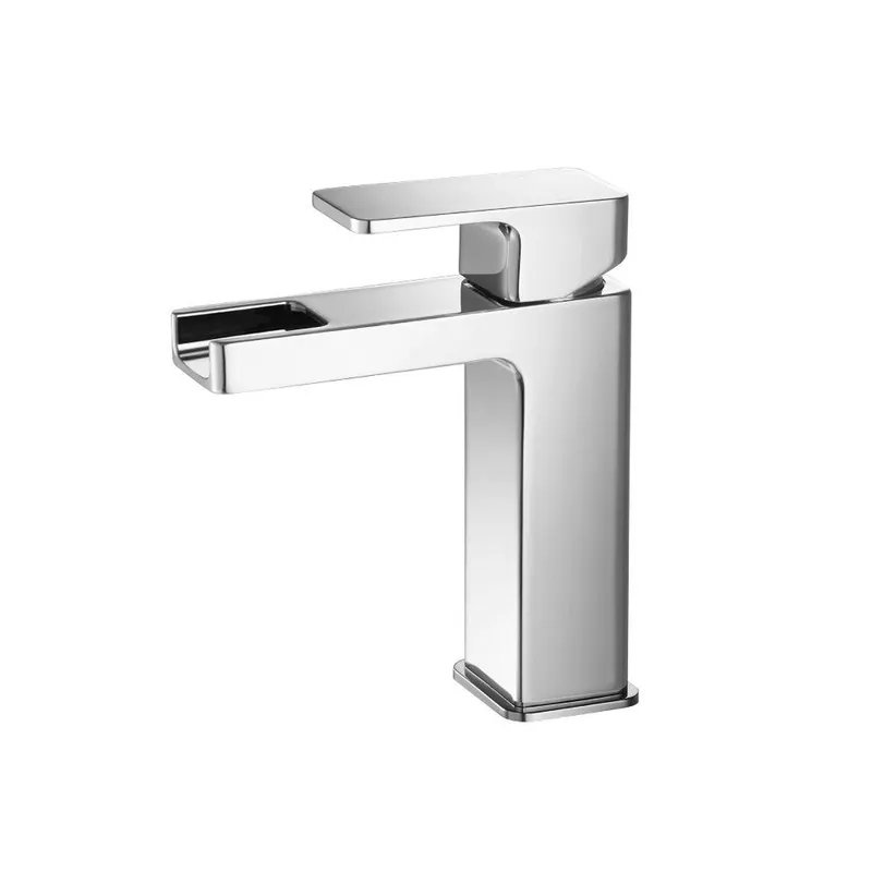 Flusso Faucets Serie 196 6" Single-Hole Matte Black Deck-Mounted Cascade Flow Waterfall Bathroom Sink Faucet With Pop-Up Drain Warranty Included