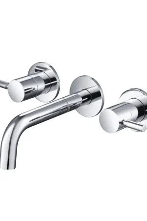 Buy Direct Flusso Faucets Serie 100 8" Three-Hole Chrome Wall-Mounted Bathroom Sink Faucet