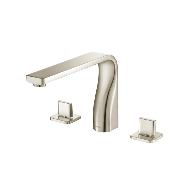 New Arrival Flusso Faucets Serie 260 8" Three-Hole Brushed Nickel PVD Solid Brass Deck-Mounted Roman Bathtub Faucet