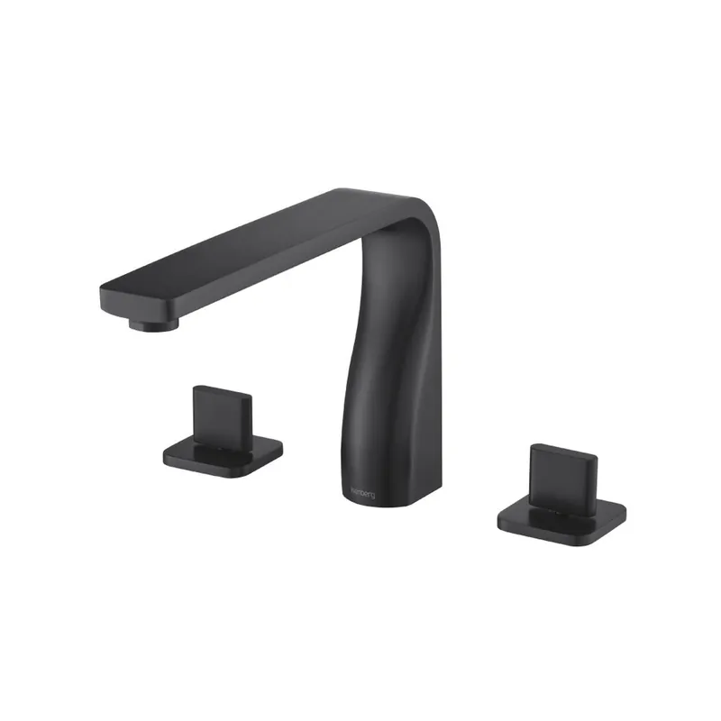 Shop Now Flusso Faucets Serie 260 8" Three-Hole Matte Black Solid Brass Deck-Mounted Roman Bathtub Faucet