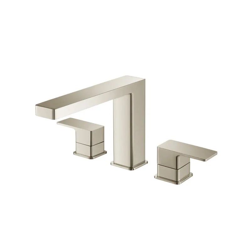 Flusso Faucets Serie 196 14" Three-Hole Brushed Nickel PVD Solid Brass Deck-Mounted Roman Bathtub Faucet Top Rated