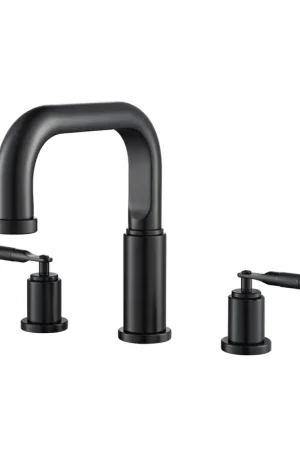 Direct From Manufacturer Flusso Faucets Serie 250 14" Three-Hole Matte Black Solid Brass Deck-Mounted Roman Bathtub Faucet