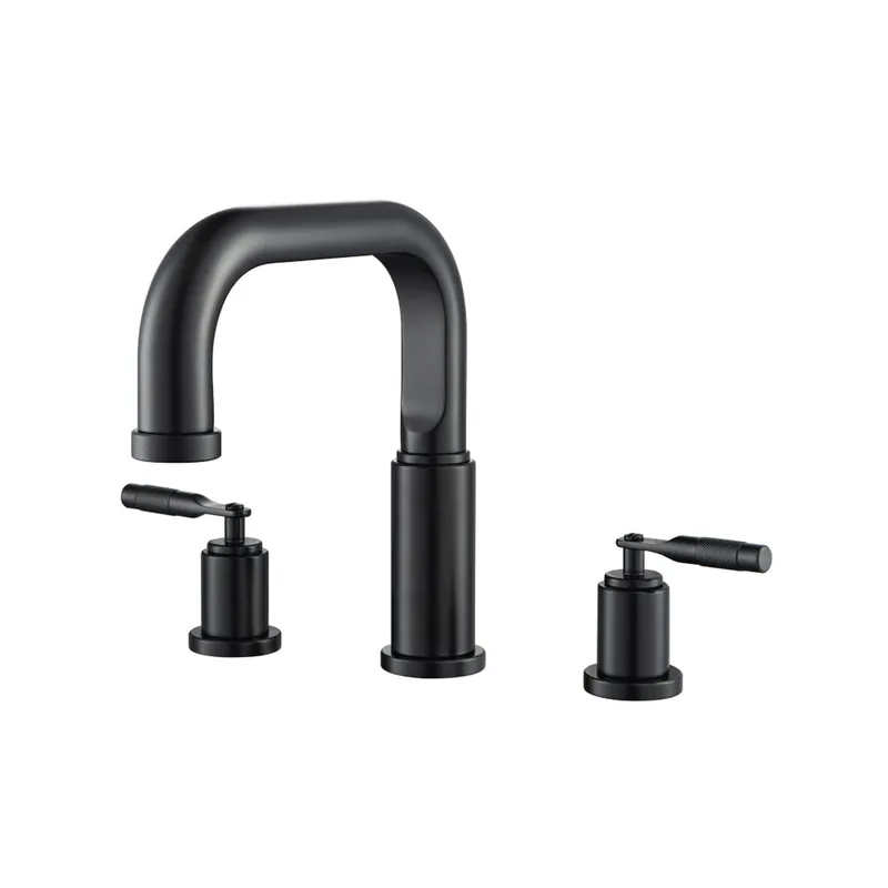 Direct From Manufacturer Flusso Faucets Serie 250 14" Three-Hole Matte Black Solid Brass Deck-Mounted Roman Bathtub Faucet