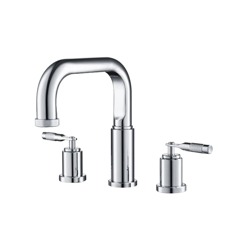 Flusso Faucets Serie 250 14" Three-Hole Chrome Solid Brass Deck-Mounted Roman Bathtub Faucet Free Returns