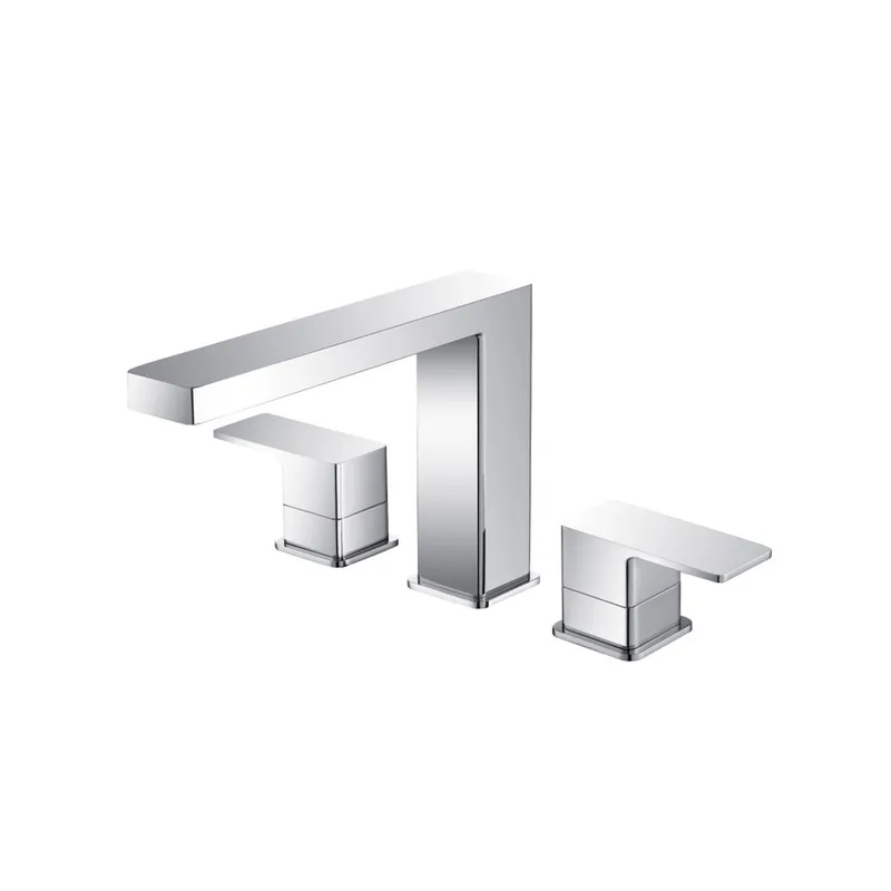 Warranty Included Flusso Faucets Serie 196 14" Three-Hole Chrome Solid Brass Deck-Mounted Roman Bathtub Faucet