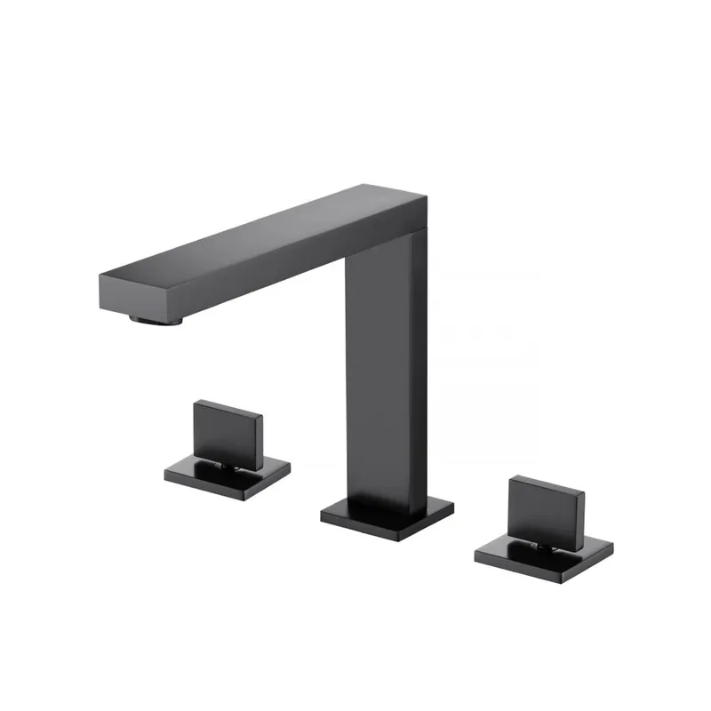 Certified Flusso Faucets Serie 160 8" Three-Hole Matte Black Solid Brass Deck-Mounted Roman Bathtub Faucet