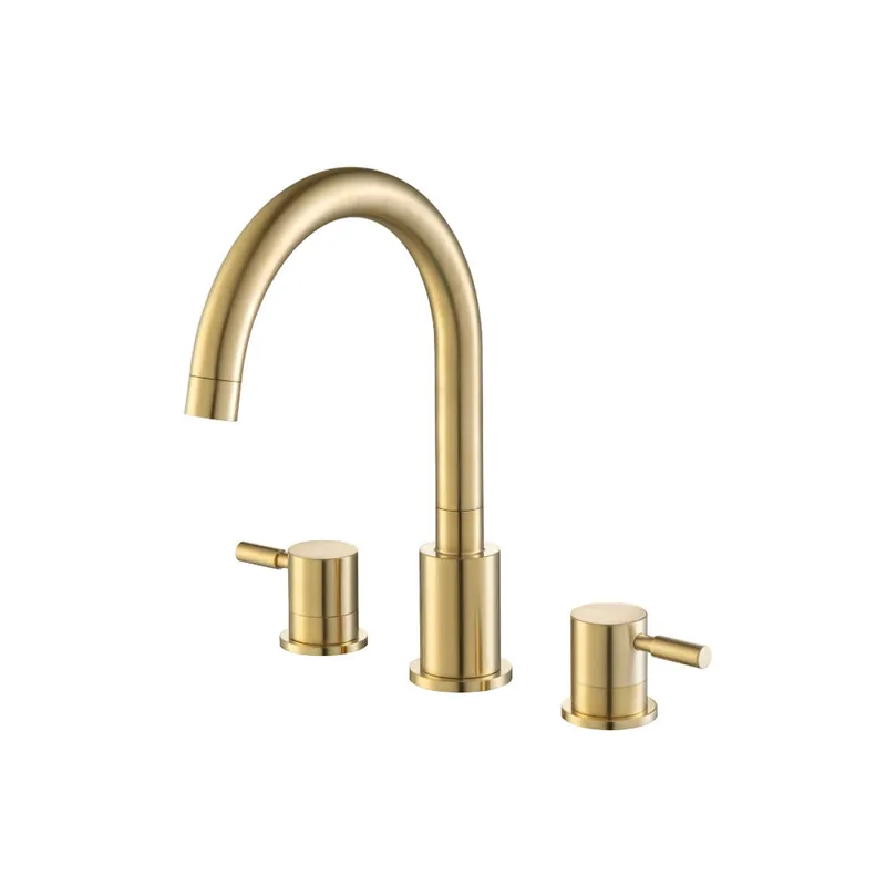 Flusso Faucets Serie 100 8" Three-Hole Satin Brass PVD Solid Brass Deck-Mounted Roman Bathtub Faucet Price Drop
