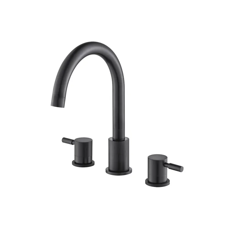 Flusso Faucets Serie 100 8" Three-Hole Matte Black Solid Brass Deck-Mounted Roman Bathtub Faucet Exclusive