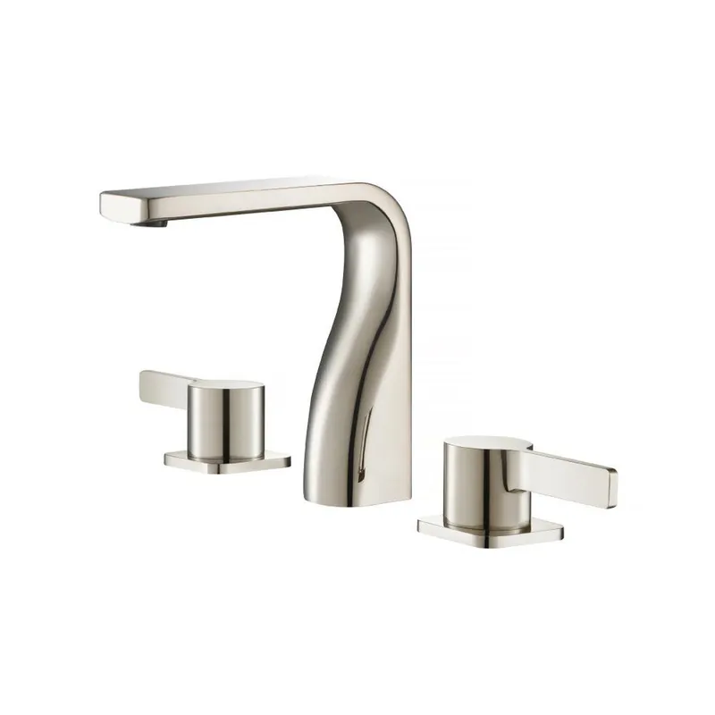 Special Discount Flusso Faucets Serie 260 260.2001PN 8" Three-Hole Polished Nickel PVD Solid Brass Deck-Mounted Widespread Bathroom Sink Faucet With Overflow Pop-Up Drain