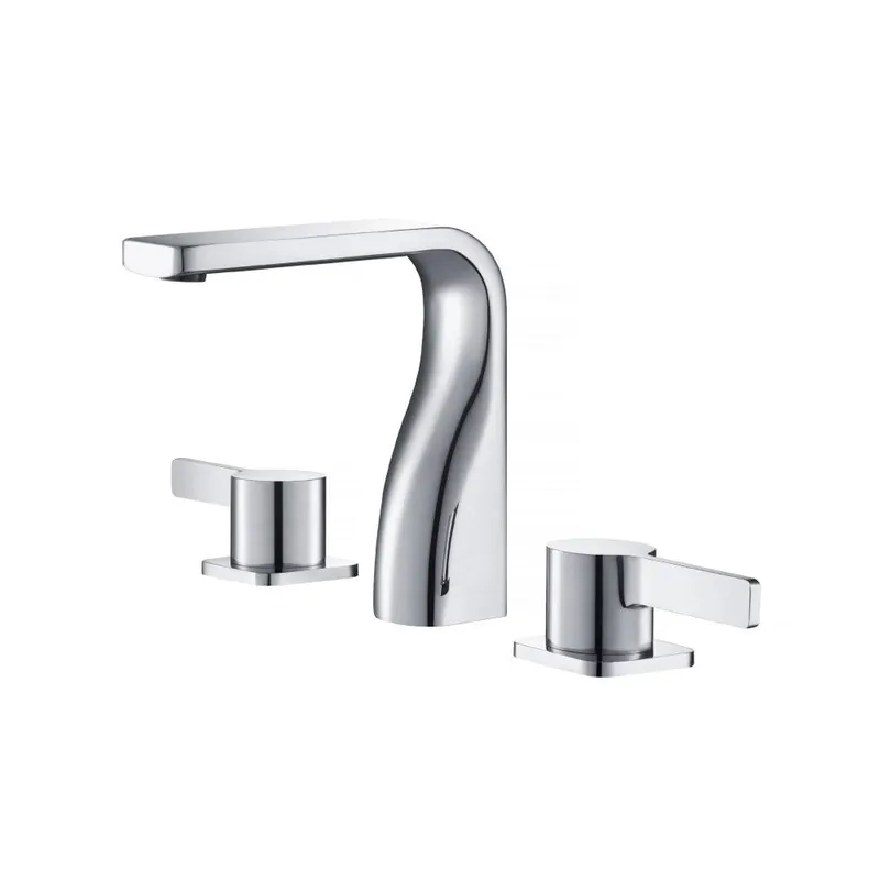 Flusso Faucets Serie 260 260.2001CP 8" Three-Hole Chrome Solid Brass Deck-Mounted Widespread Bathroom Sink Faucet With Overflow Pop-Up Drain Limited Offer
