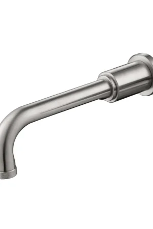 Bargain Flusso Faucets Serie 250 9" Single-Hole Brushed Nickel PVD Solid Brass Wall-Mounted Non-Diverting Bathtub Spout