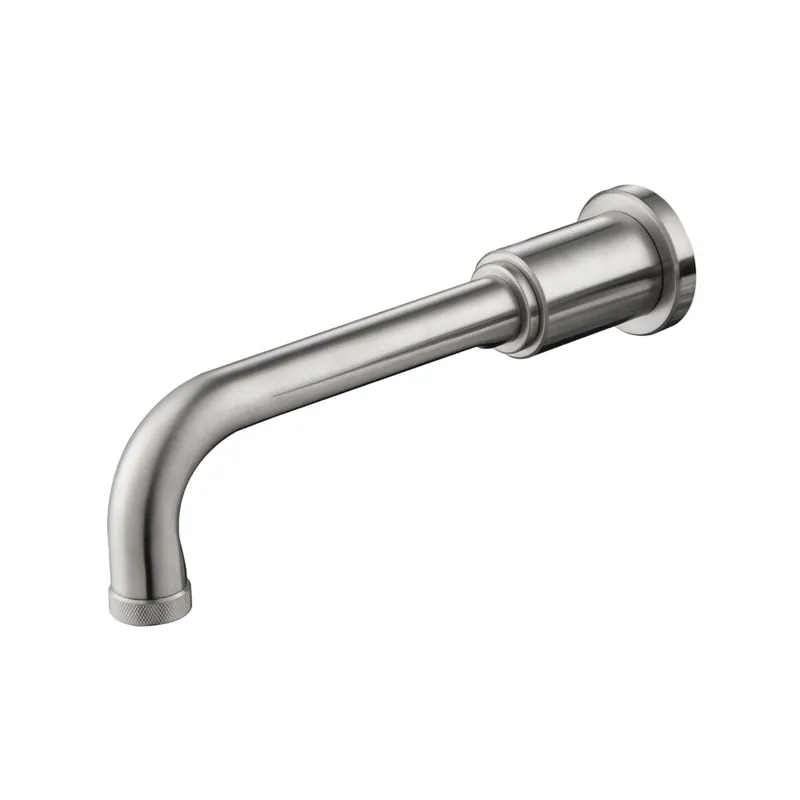 Bargain Flusso Faucets Serie 250 9" Single-Hole Brushed Nickel PVD Solid Brass Wall-Mounted Non-Diverting Bathtub Spout
