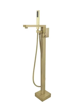 Ratel 7" x 37" Brushed Gold Floor-Mounted Bathtub Faucet With Hand Shower In Demand