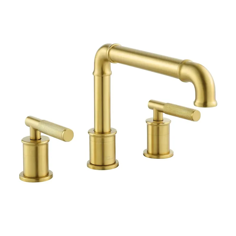 Swiss Madison Avallon 8" Widespread Brushed Gold With Grip Handle and 1.2 GPM Flow Rate Best Choice