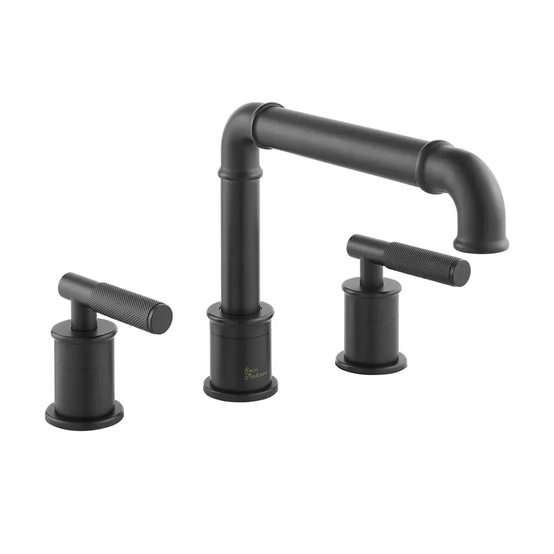 New Release Swiss Madison Avallon 8" Widespread Matte Black With Grip Handle and 1.2 GPM Flow Rate