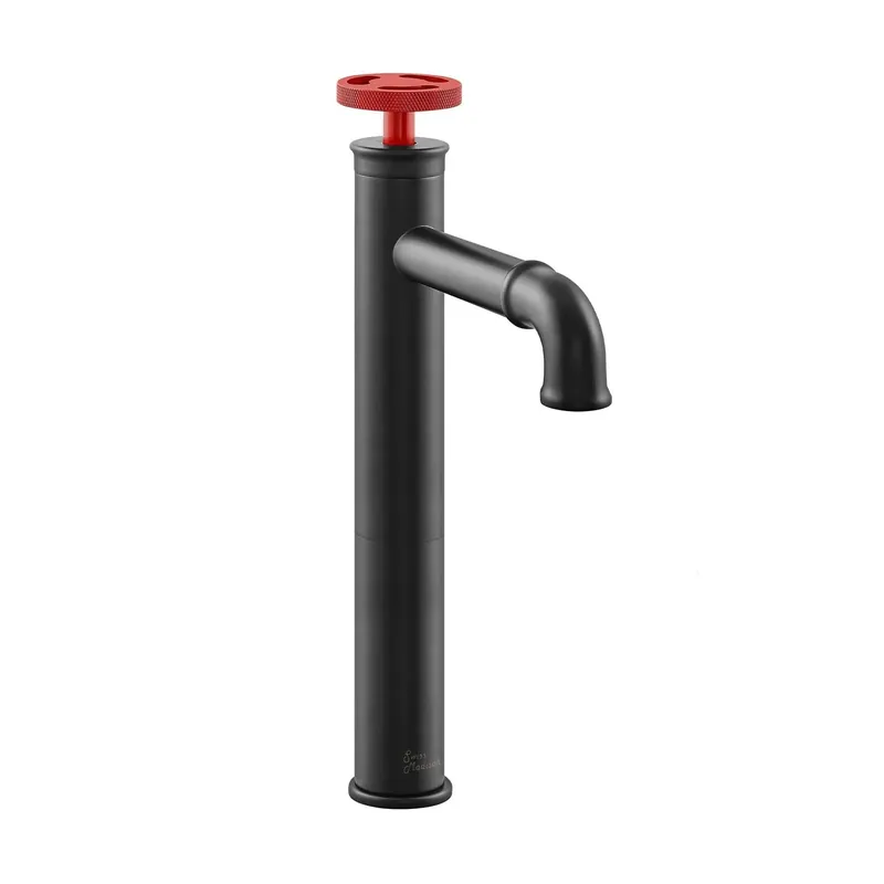 Secure Checkout Swiss Madison Avallon 12" Single Red Handle Matte Black Bathroom Faucet With 1.2 GPM Flow Rate
