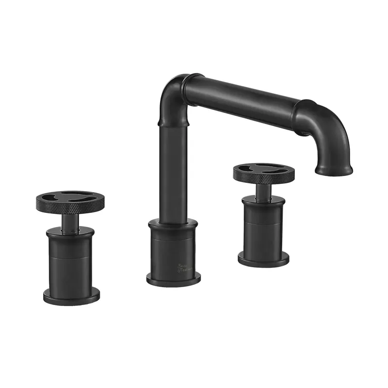 Don’t Miss Out Swiss Madison Avallon 8" Widespread Matte Black Bathroom Faucet With Wheel Handle and 1.2 GPM Flow Rate