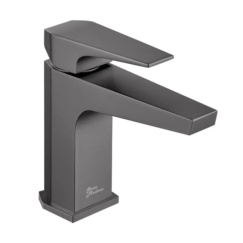 Swiss Madison Voltaire 7" Gunmetal Gray Single Hole Bathroom Faucet With Flow Rate of 1.5 GPM Fast Shipping