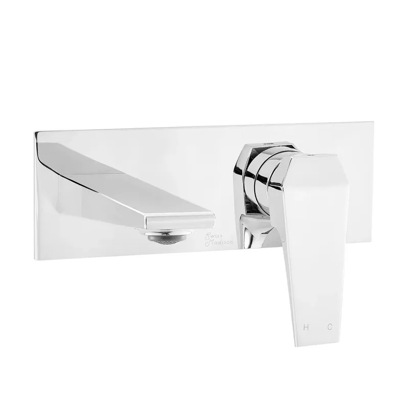 While Supplies Last Swiss Madison Voltaire 9" Chrome Two Hole Wall-Mounted Bathroom Faucet With Single Lever Handle and 1.5 GPM Flow Rate