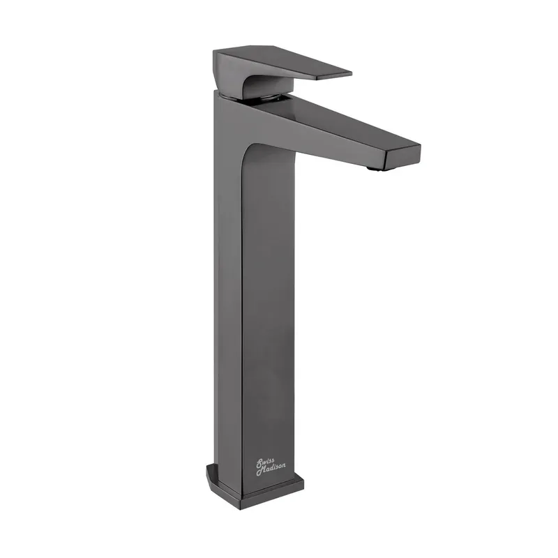 Modern Swiss Madison Voltaire 11" Gunmetal Gray Single Hole Bathroom Faucet With Flow Rate of 1.5 GPM