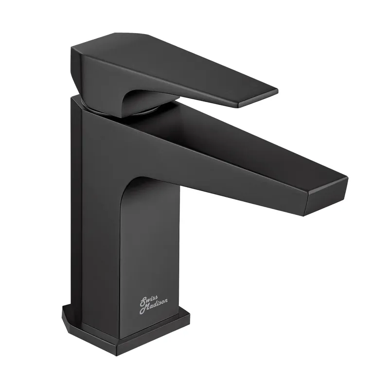Today Only Swiss Madison Voltaire 7" Matte Black Single Hole Bathroom Faucet With Flow Rate of 1.5 GPM