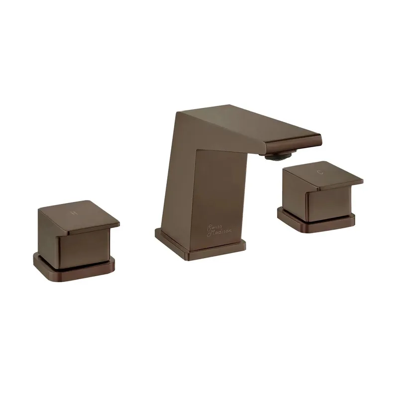 Swiss Madison Carré 8" Oil Rubbed Bronze Widespread Bathroom Faucet With Knob Handles and 1.2 GPM Flow Rate Time-Limited