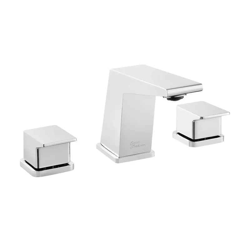 Swiss Madison Carré 8" Chrome Widespread Bathroom Faucet With Knob Handles and 1.2 GPM Flow Rate No Minimum Order